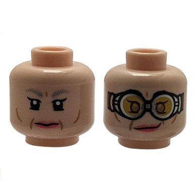 Dual sided old lady Neutral / Smile and Yellow Glasses Pattern - Hollow Stud