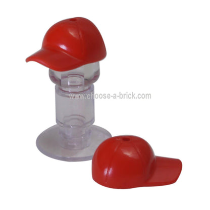 Minifigure, Headgear Cap - Short Curved Bill with Seams and Hole on Top red