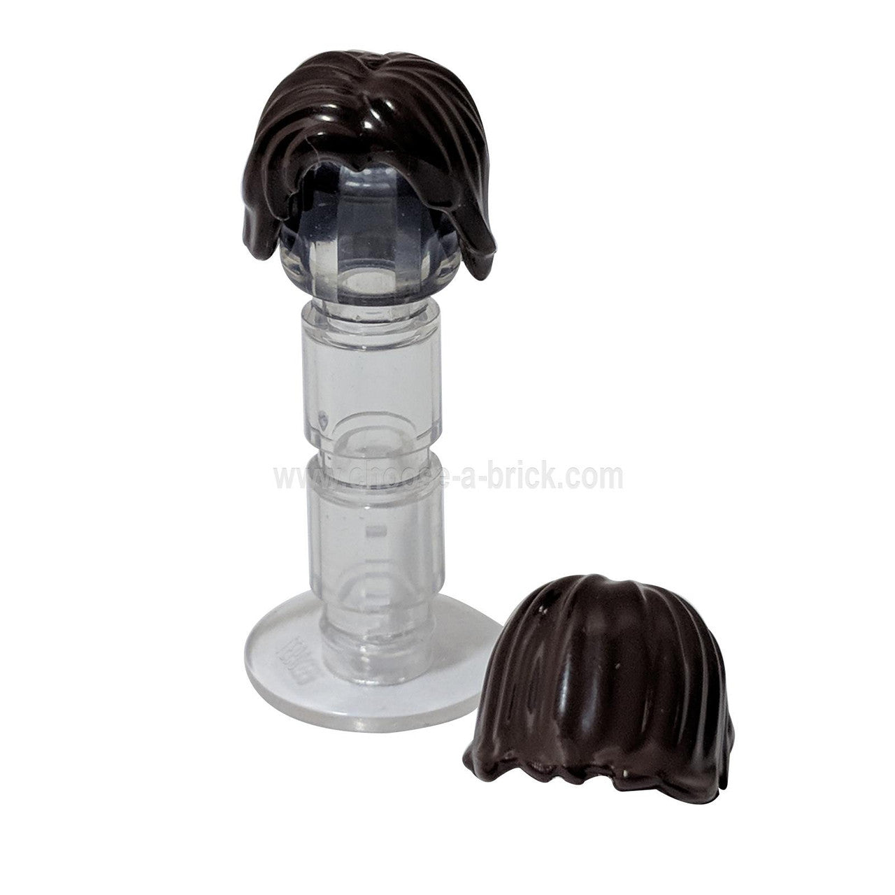 Minifig, Hair Mid-Length Tousled with Center Part dark brown