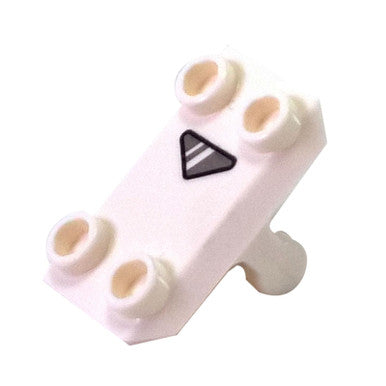 White Minifig, Shield Rectangular with 4 Studs with Gray Triangle Viewfinder Pattern