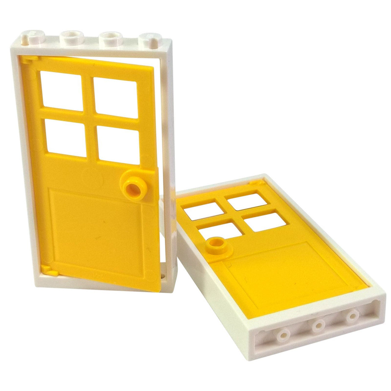 LEGO Part 2 LEGO Door Frame 1 x 4 x 6 Type 2 White with Yellow Door - First View.