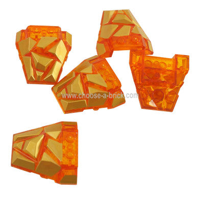 Trans-Orange Keil 4 x 4 Gebrochener Polygon-Deckel mit Goldfacettenmuster 