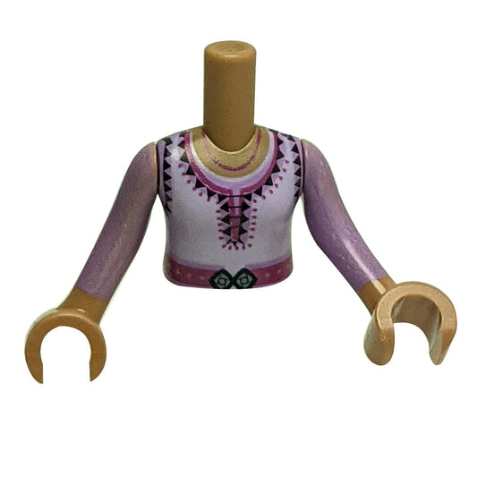 Mini Doll Torso - Lavender Top with Unique Patterns