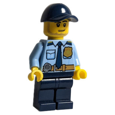 Police - City Shirt with Dark Blue Tie and Gold Badge, Dark Tan Belt with Radio, Dark Blue Legs, Dar