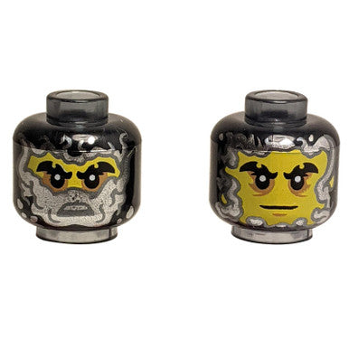 Minifigure Head Dual Sided with Silver Half Mask and Neutral Face Pattern