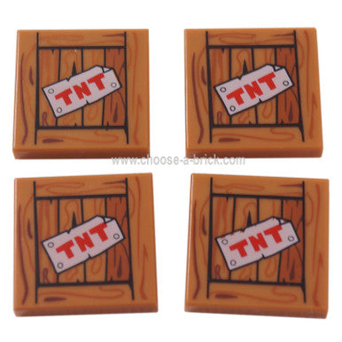 Medium Dark Flesh Tile 2 x 2 with 'TNT' on Wood Grain Pattern