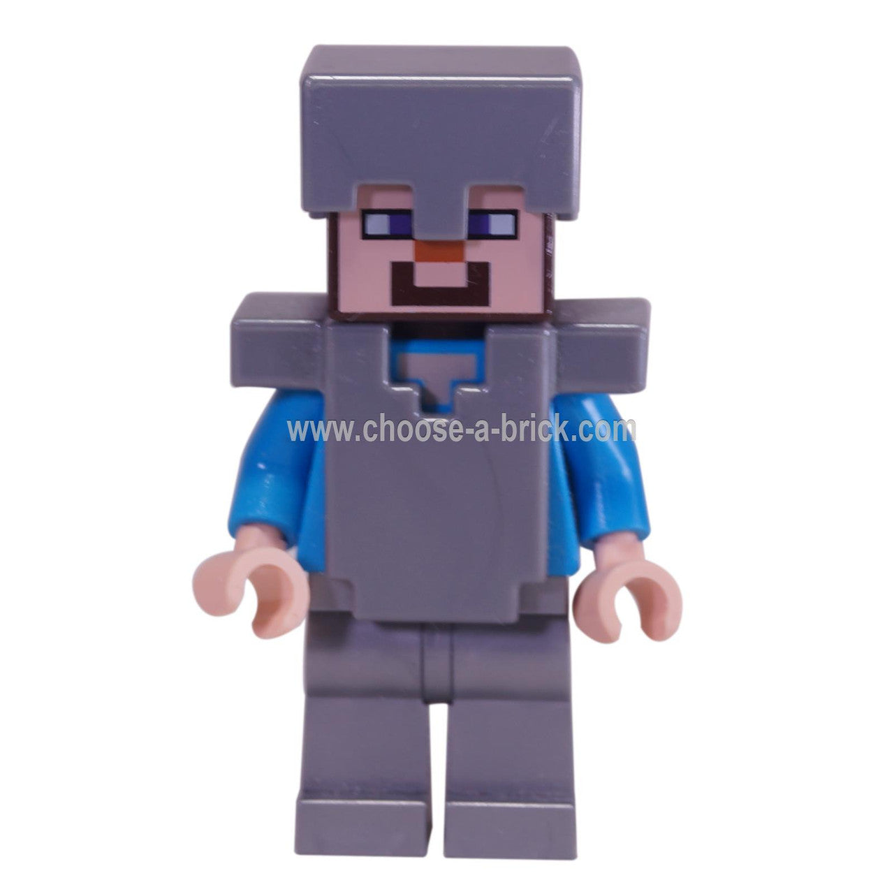 LEGO Minifigure -  Steve - Flat Silver Helmet, Armor and Legs