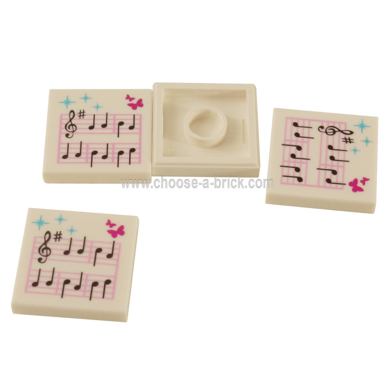 LEGO Parts - Tile 2 x 2 with Music Notes and Butterflies Pattern