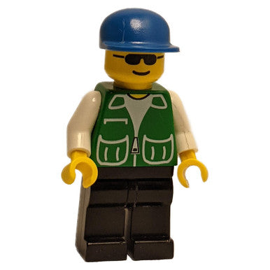 Minifigure with green jackets and sunglasses pattern