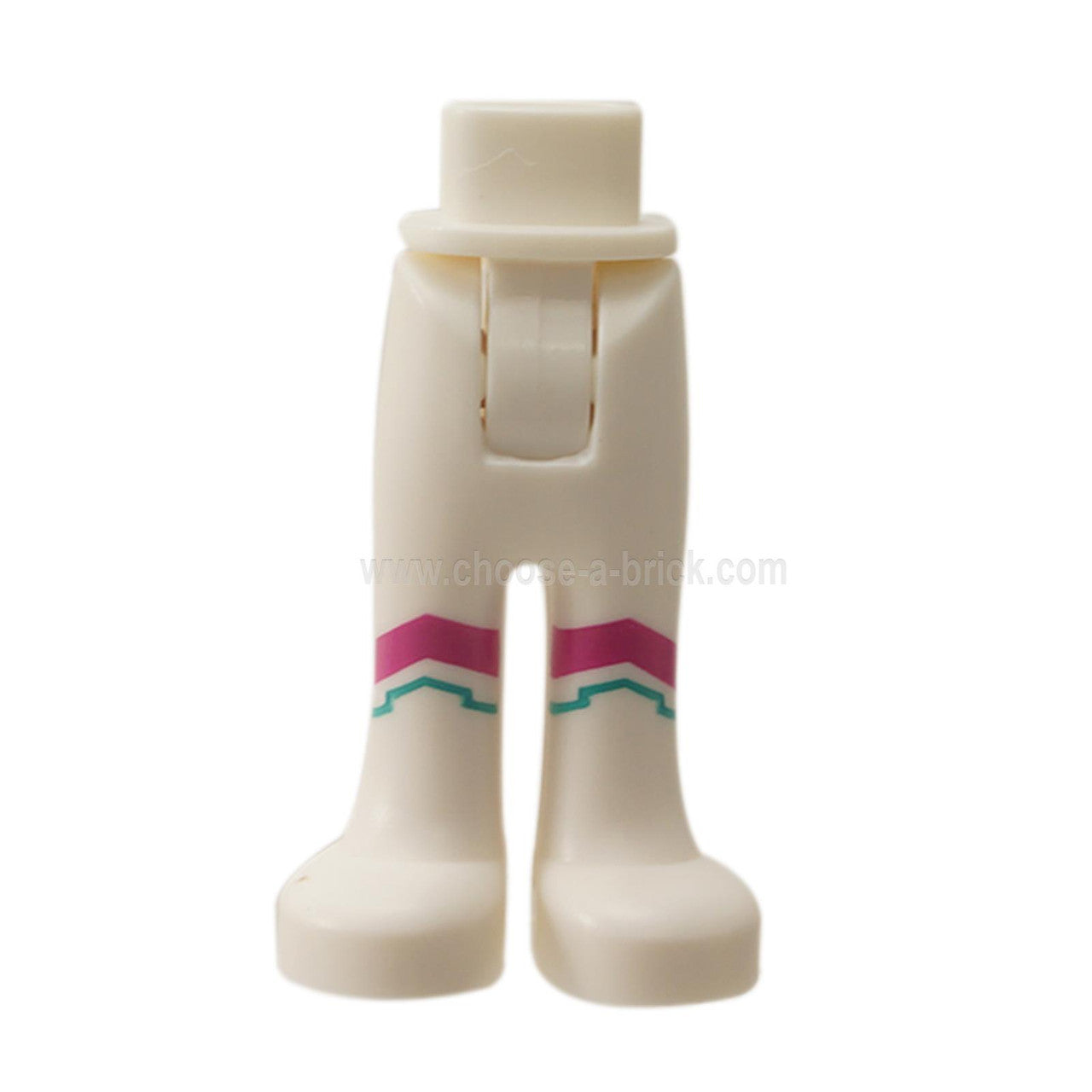 White Mini Doll Hips and Trousers with Back Pockets with Magenta and Dark Turquoise Stripes Pattern