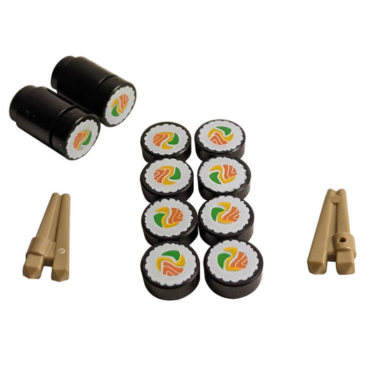 Miniature LEGO® Sushi Set - Custom Micro Build with Chopsticks - Authentic LEGO® Pieces