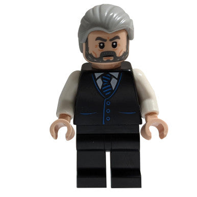 Alfred Pennyworth, Black Vest, Light Bluish Gray Hair, Dark Bluish Gray Beard