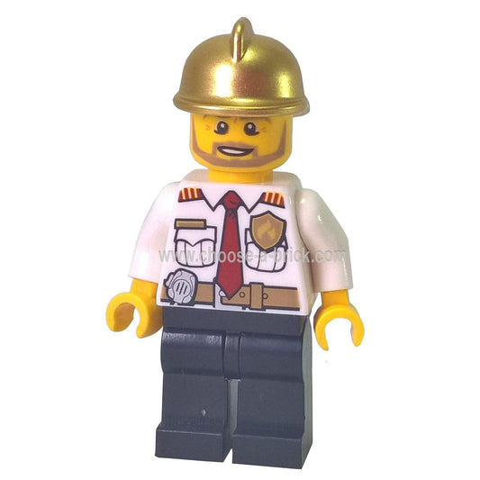 Fire Chief - White Shirt with Tie and Belt, Black Legs, Gold Fire Helmet