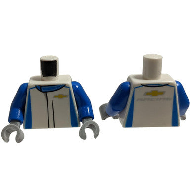 Torso Speed Champions Jumpsuit with Blue Markings and Chevrolet Logo Pattern / Blue Arms / Light Bl