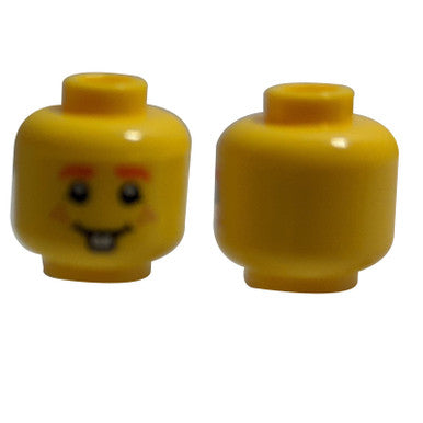 Minifigure, Head Orange Eyebrows and Freckles, Smiling with One Tooth Pattern - Hollow Stud