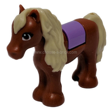 Horse with 1 x 1 Cutout, Tan Mane and Tail, Dark Orange Eyes Pattern