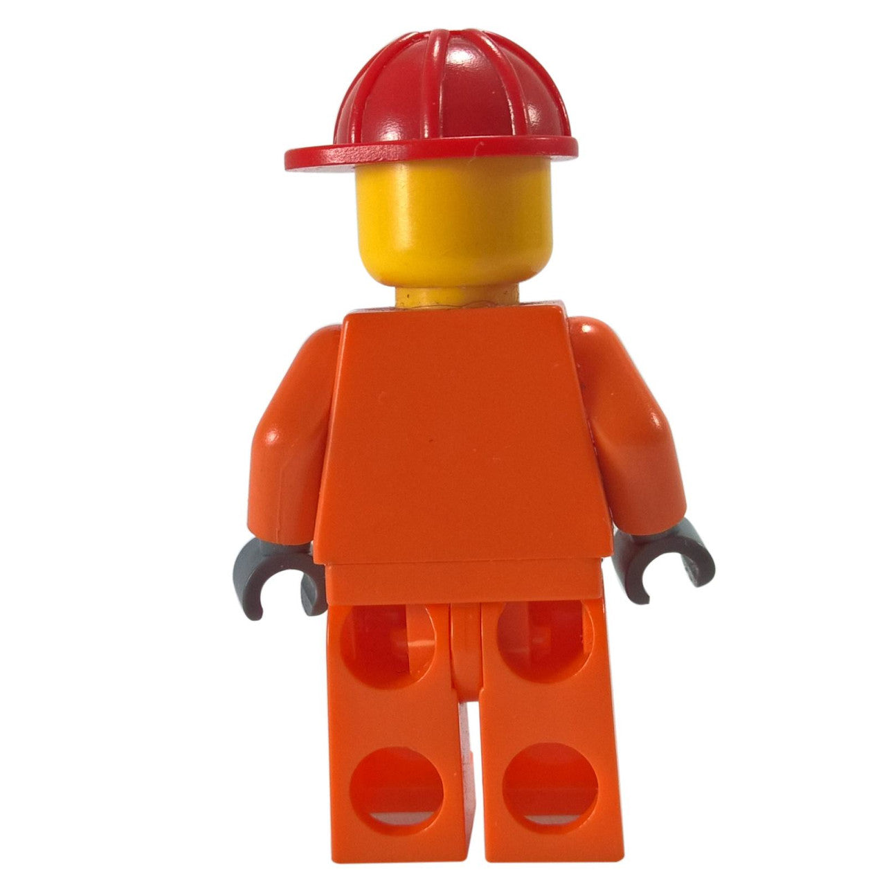 Construction Worker - Orange Zipper, Safety Stripes, Orange Arms, Orange Legs, Red Construction Helmet, Eyebrows, Thin Grin with Teeth