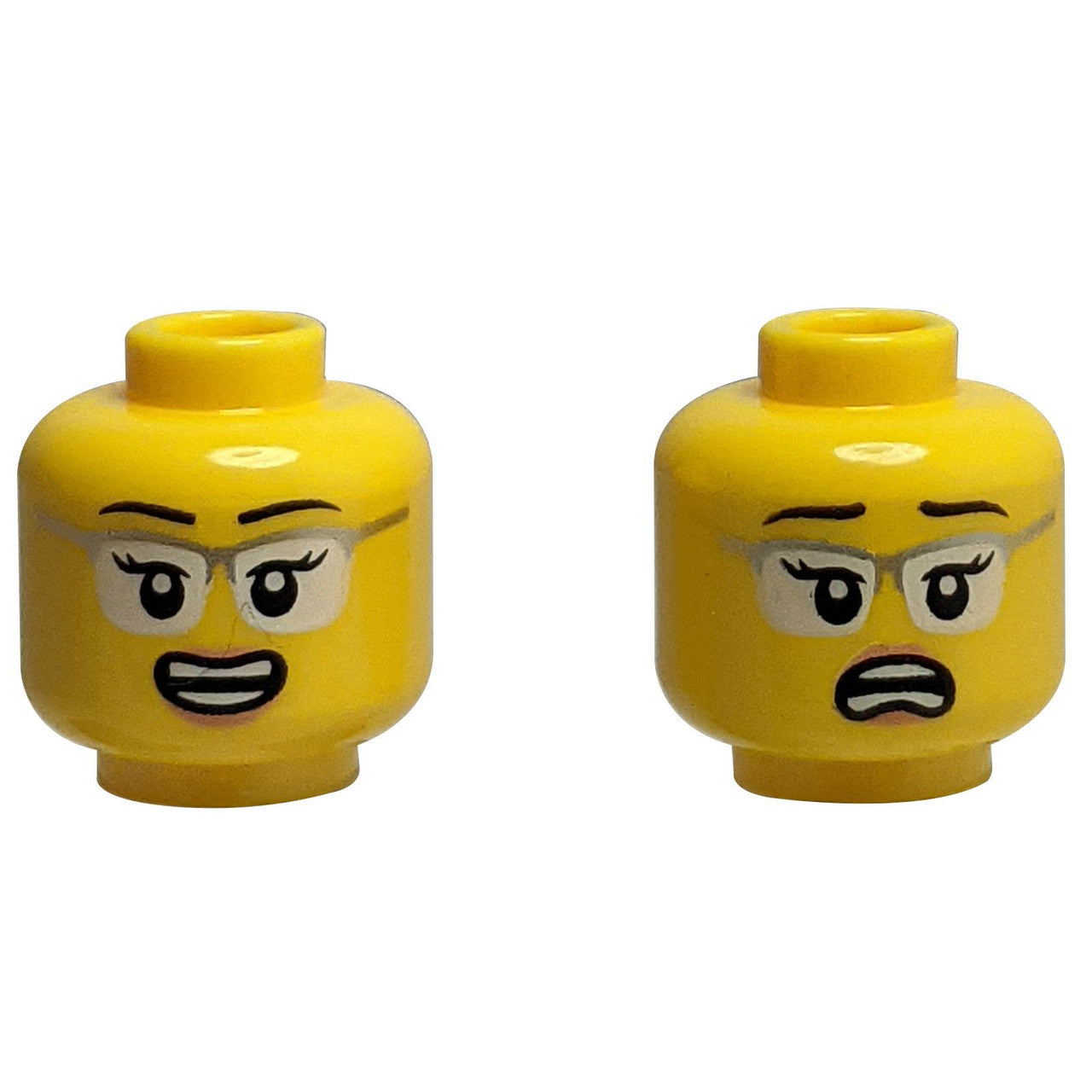 Minifigure Head Dual Sided with Glasses and Expressions Pattern