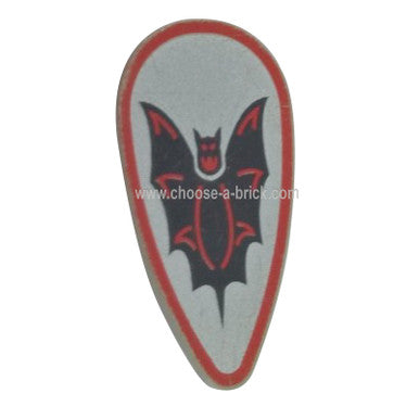 Shield Ovoid with Black and Red Bat Pattern