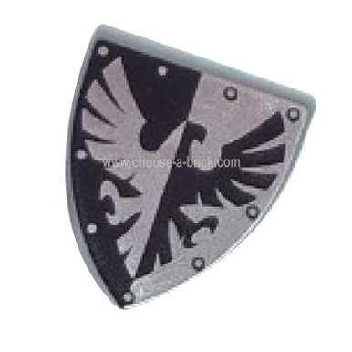 Shield Triangular with Black and Silver Falcon Pattern