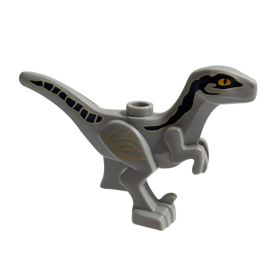 Light Bluish Gray Dinosaur Raptor / Velociraptor Baby with Dark Blue and Tan Markings (Jurassic World Beta)