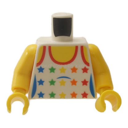 White Torso City Female White Top with Rainbow Stars Pattern - Yellow Arms - Yellow Hands