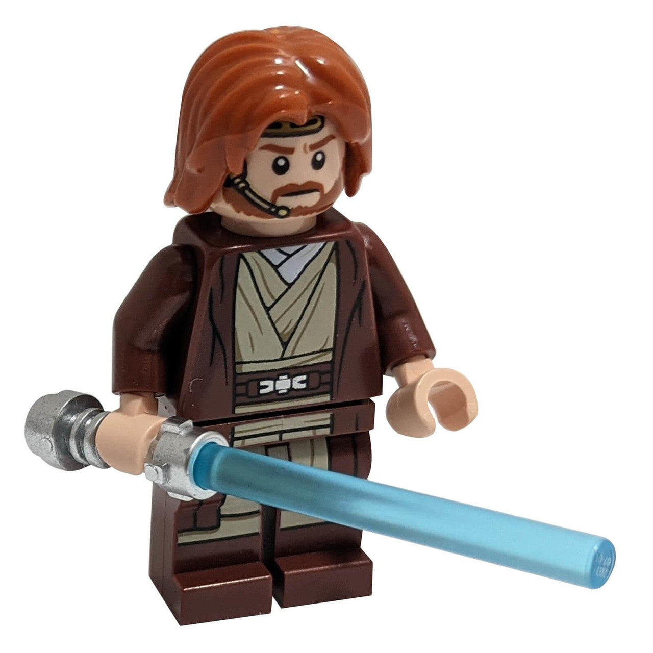 Obi-Wan Kenobi - Túnica marrón rojiza, Cabello despeinado de longitud media en color naranja oscuro con raya al centro (75333) 