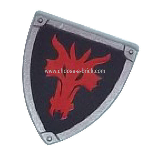 Shield Triangular with Red Dragon Head on Black Background Pattern - LEGO Parts and Pieces