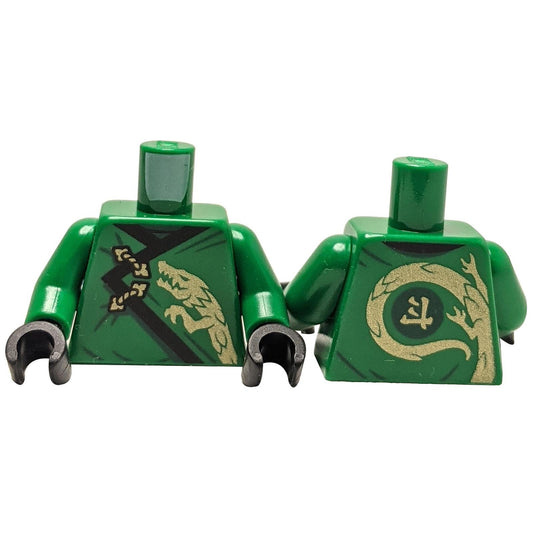 Green Ninjago Robe with Gold Dragon Head Pattern