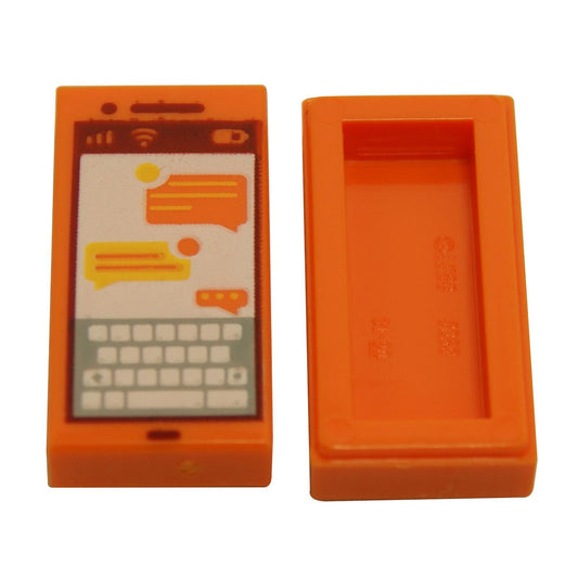 Tile 1 x 2 with Groove with Smart Phone Screen with Keyboard and Text Messages Pattern