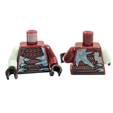 Armadura Ninjago Torso con Patrón de Picos de Hielo / Brazo Izquierdo Rojo Oscuro / Brazo Derecho Aqua Claro / Mano Negra 