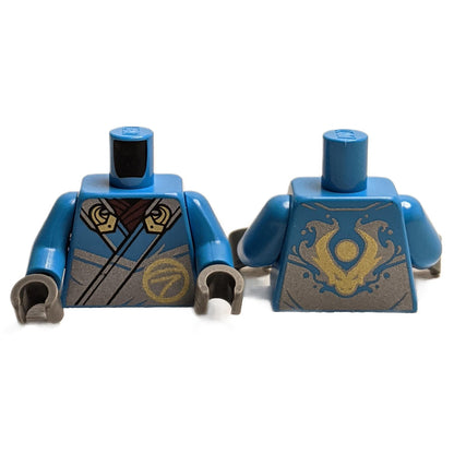 dark azure Torso Robe Silver Straps, Gold Buckles, Ninjago Logogram Letter N and Dragon Head and Orb on Back Pattern