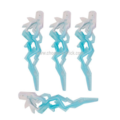 White Hero Factory Weapon Accessory - Flame-Lightning Bolt with Axle Hole with Marbled Trans-Light Blue Pattern