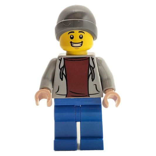 Sportsman Minifigure with Gray Hoodie & Beanie