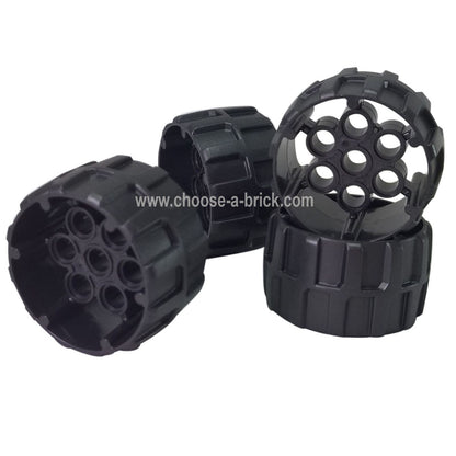 Wheel Hard Plastic, Treaded with 7 Pin Holes (37mm D. x 22mm)