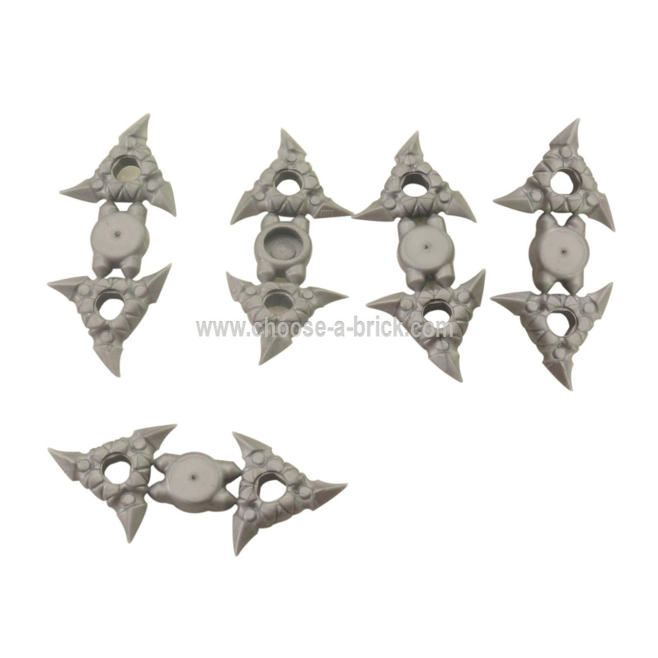 Minifigure, Weapon Throwing Star (Shuriken) with Textured Grips, 2 on Sprue flat silver