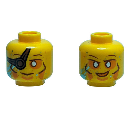 Minifigure Head Dual Sided with Cyborg Faces