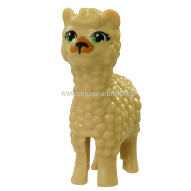 Tan Alpaca - Llama, Friends with Bright Green Eyes and Medium Nougat Muzzle Pattern