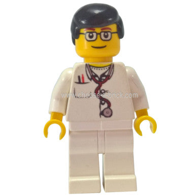 Doctor - Lab Coat Stethoscope and Thermometer, White Legs, Black Male Hair, Glasses