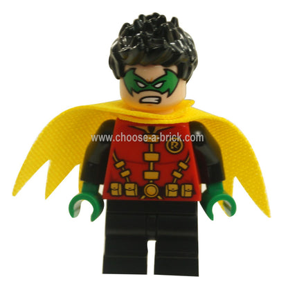 LEGO MInifigure - Robin - Green Mask and Hands, Black Short Legs, Yellow Scalloped Cape