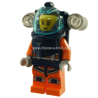 Deep Sea Diver - Female, Dark Blue Helmet, Side Lamps, Smirk - Left Eye Squinted