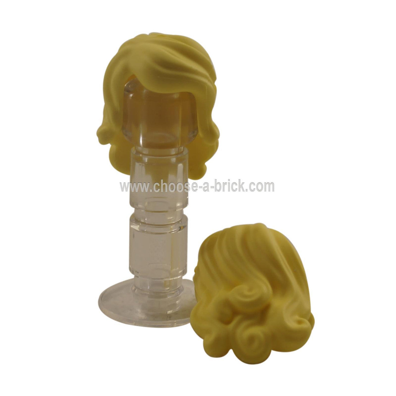 Mini Doll, Hair Female Long Wavy with Right Side Part, Short Sides, Holes on Top and Side Bright light yellow