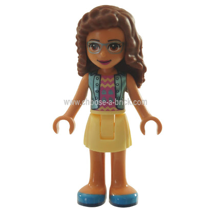 LEGO MInifigure - Friends Olivia, Bright Light Yellow Skirt, Dark Pink Top with Blue Jacket