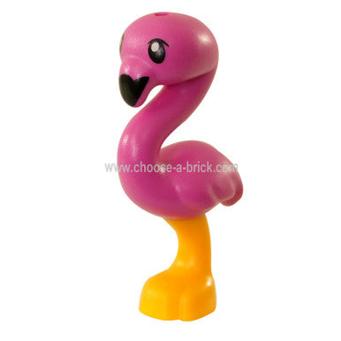 Bright Light Orange Bird, Flamingo Friends with Dark Pink Body, Black Eyes and Beak Pattern