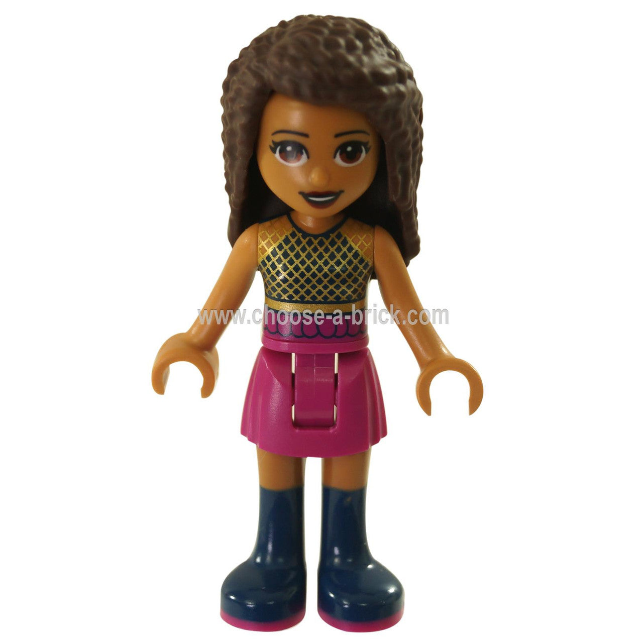 LEGO Minifigure -  Friends Andrea, Dark Pink Skirt, Black Top