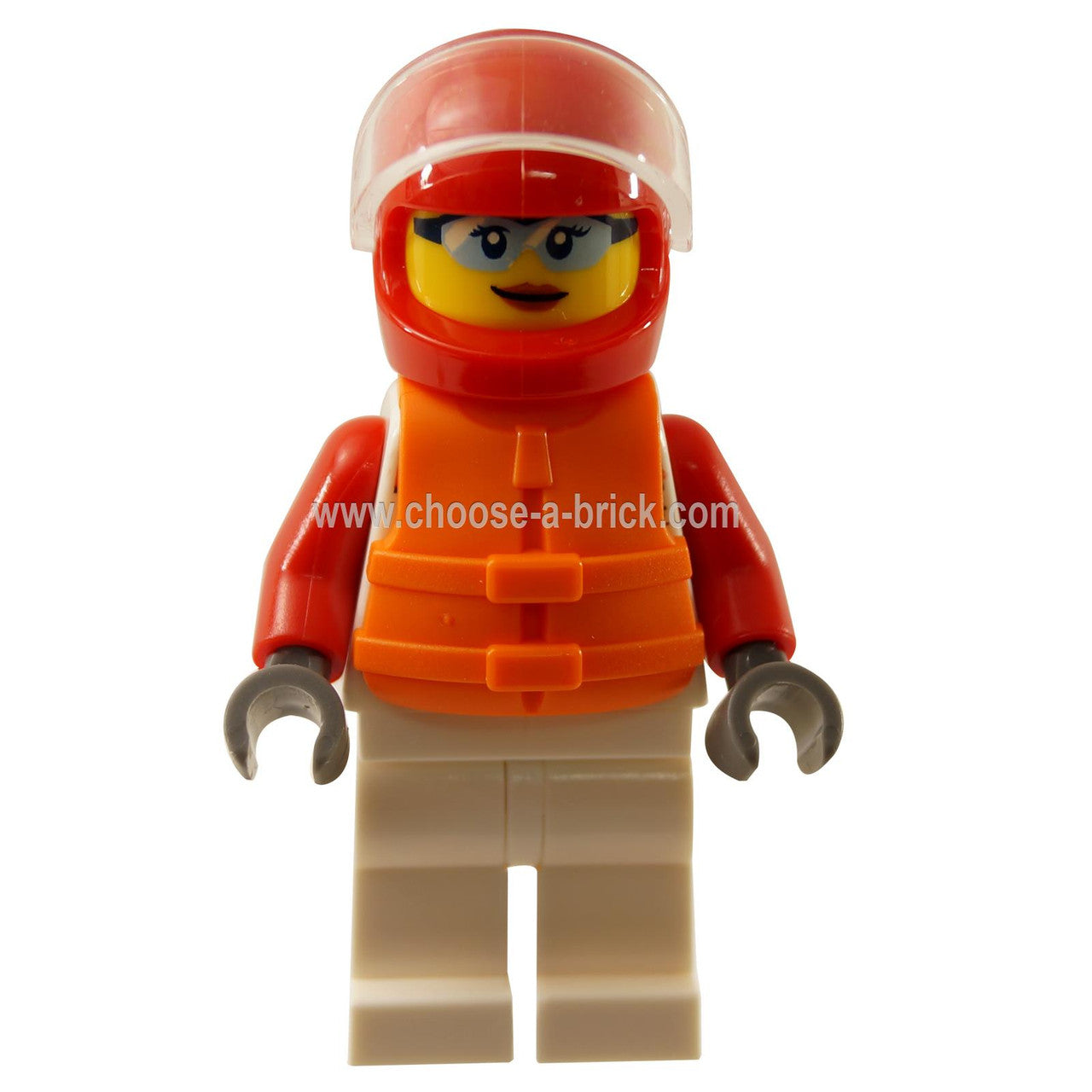 Male, White and Red Jumpsuit with 'XTREME' Logo, Red Helmet, Orange Life Jacket, Sunglasses