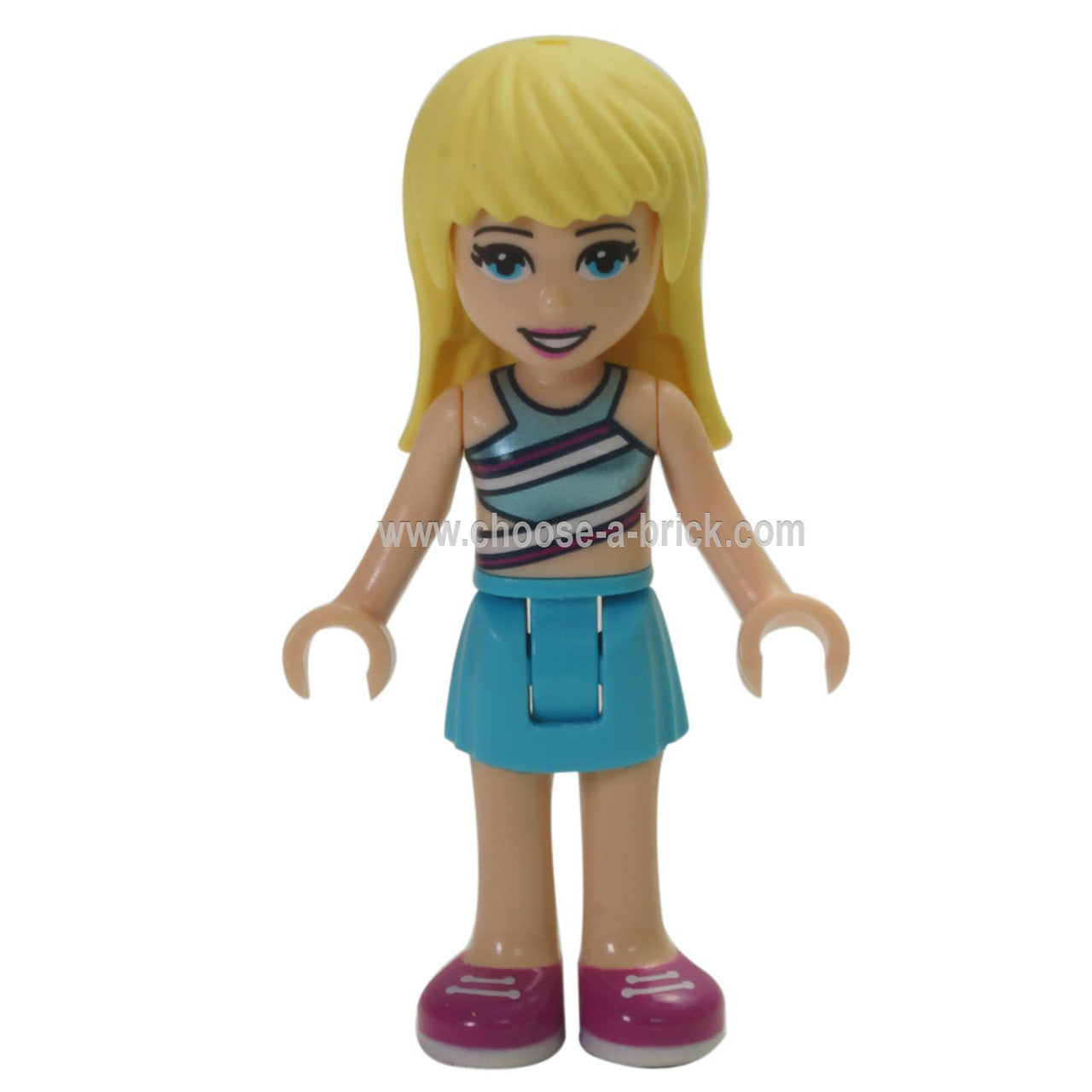 LEGO MInifigure -  Friends Stephanie, Medium Azure Skirt, Striped Top