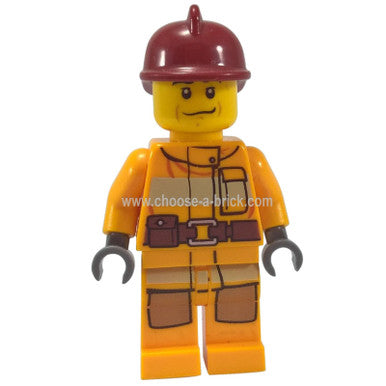 Fire - Bright Light Orange Fire Suit with Utility Belt Dark Red Fire Helmet