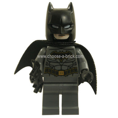 Batman - Dark Bluish Gray Suit with Gold Outline Belt and Crest, Mask and Cape Type 3 Cowl