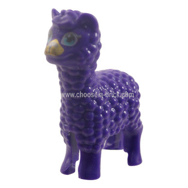 Alpaca / Llama Púrpura Oscura, Amigos con Ojos Azules Metálicos y Patrón de Hocico Dorado 